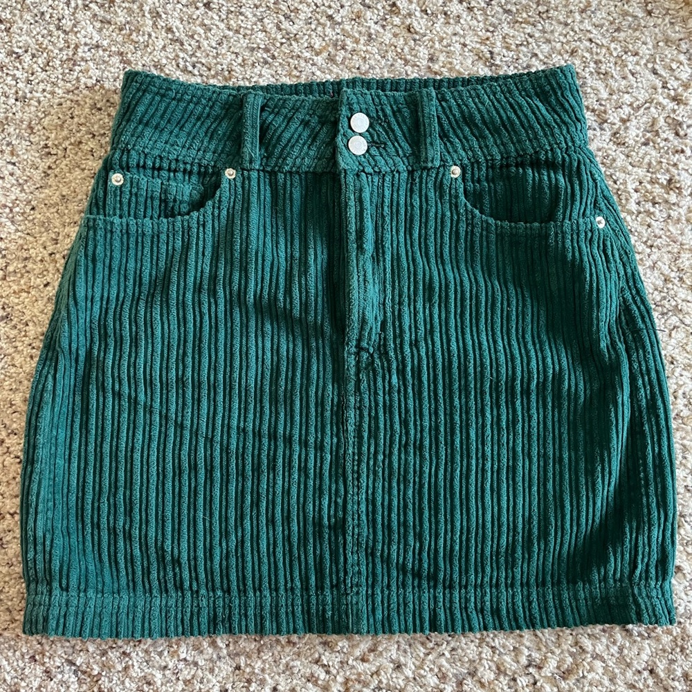 BDG Green Ribbed Mini Skirt